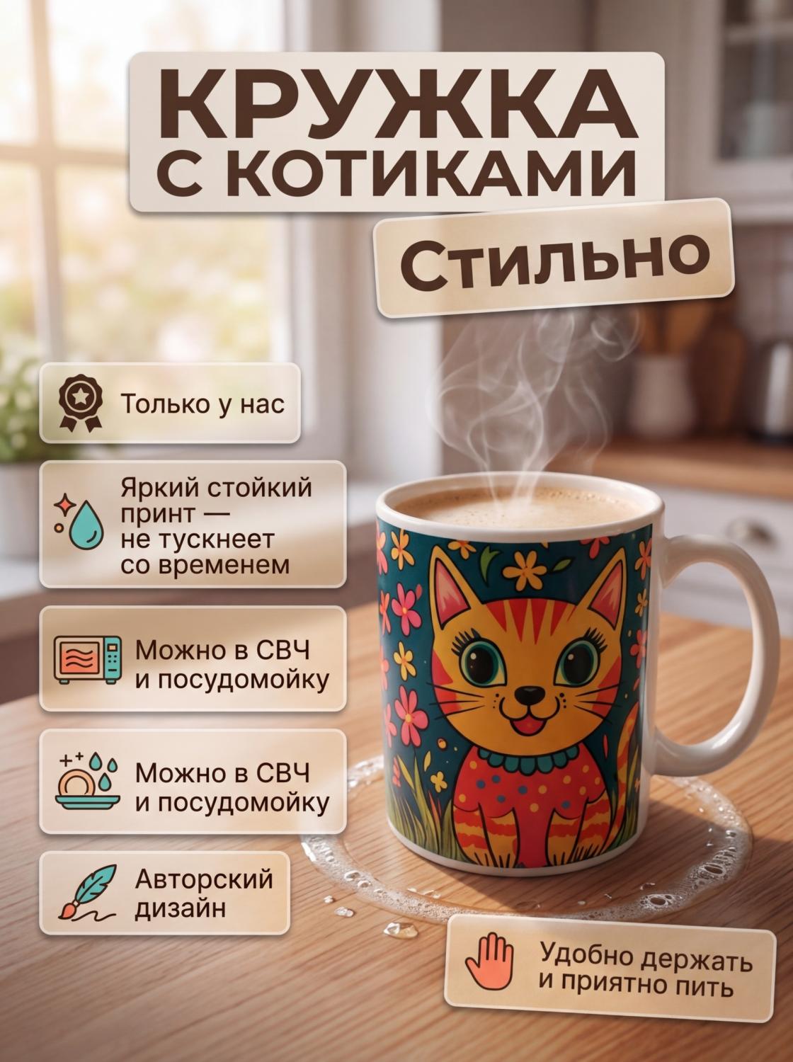Кружка с принтом котики