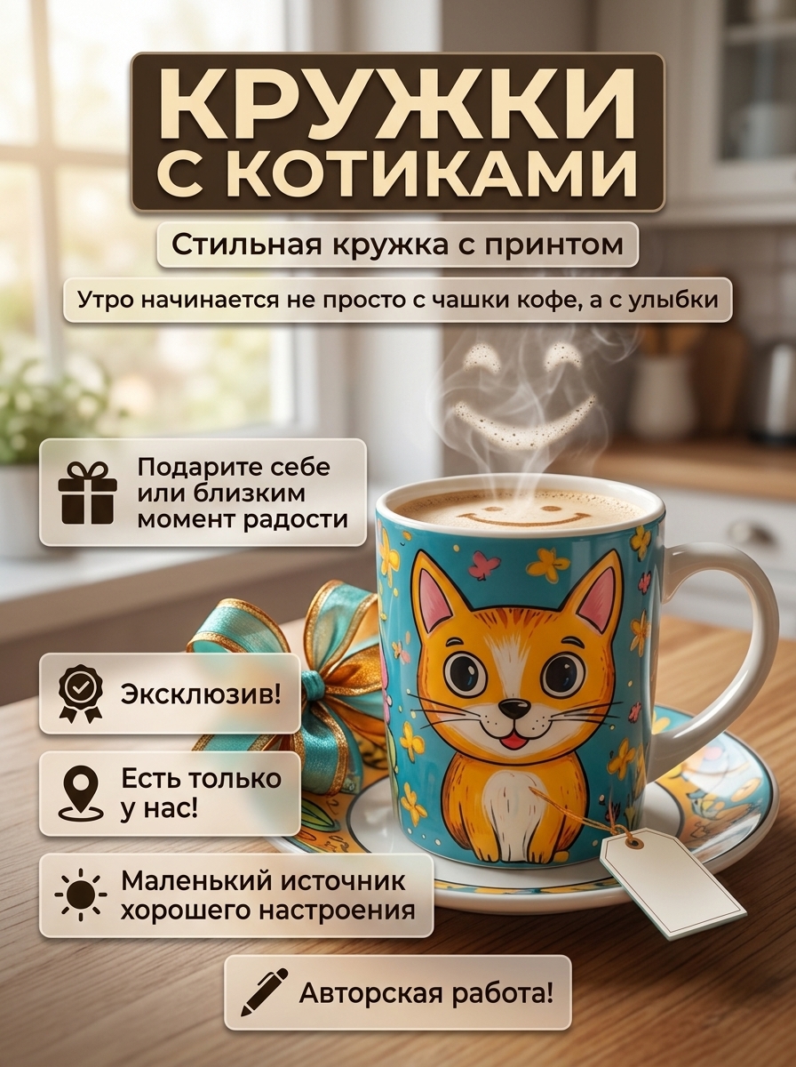 Кружка с принтом котики